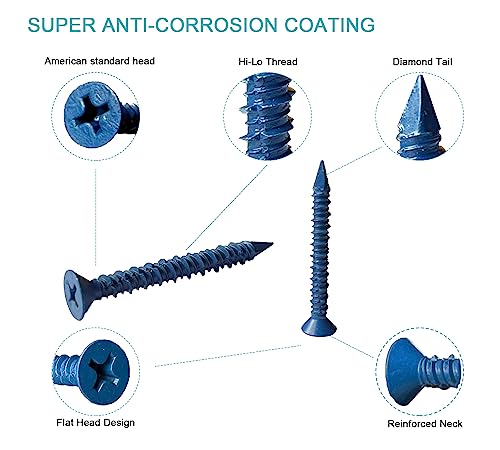 3/16 x 1-3/4" Flat Head Concrete Screw Anchor, for Anchoring to Masonry, Block or Brick (100Pcs) - size: 3/16 x 1-3/4", style: Flat Head