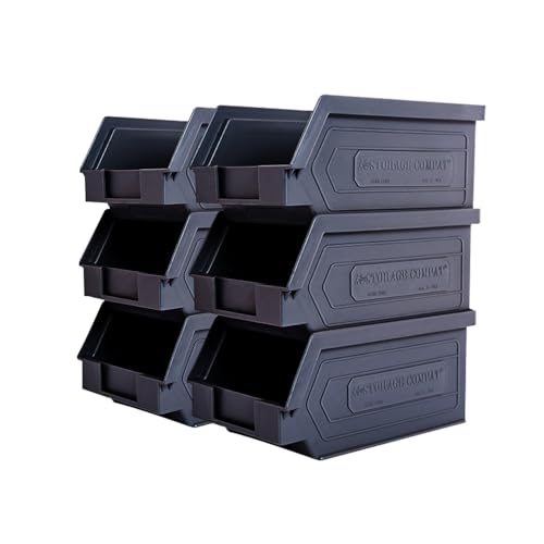 Plastic Storage Bins, Hanging, Stackable, Storage Organizer Bin for Warehouses, Workshops 7-Inch x 4-Inch x 3-Inch (Black, 6-Pack) - color: Black, size: 6-Pack