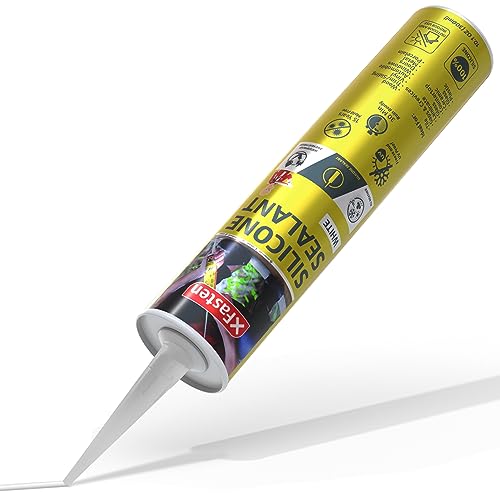 XFasten White Silicone Caulk 10.1 oz 100% Silicone Odorless Waterproof Sealant for RV Caulking Exterior, Aquarium, Bathtub & Bathroom Caulk, Window | Marine Outdoor Caulking Weatherproof - color: White