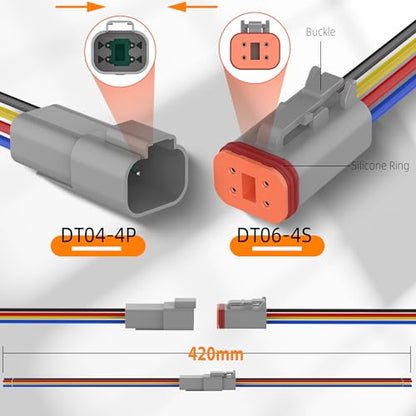 IP67 Deutsch 4 Pin Electrical Connector 16AWG (5PACK Grey) - size: 4 pin connector grey