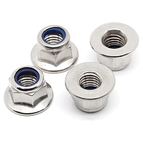 M10-1.5 Flange Nylon Insert Lock Nuts Flanged Locknuts, DIN 6926, Stainless Steel 18-8 (304), Bright Finish, 20 PCS - size: M10