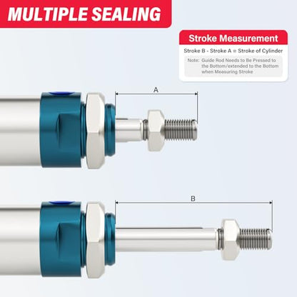 Double-Acting Pneumatic Cylinder (25mm Bore x 75mm Stroke) with Y Connector and Fittings MAL25x75 - size: 25mm Bore 75mm Stroke
