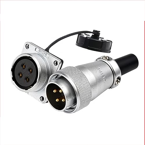 WS24 4 Pin Aviation Circular Bulkhead Connector 25A Cable Plug Socket Dustproof for Industrial Power Electrical Light LED 12awg Wire - size: 4 pin 25A