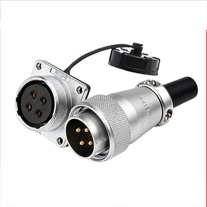 WS24 4 Pin Aviation Circular Bulkhead Connector 25A Cable Plug Socket Dustproof for Industrial Power Electrical Light LED 12awg Wire - size: 4 pin 25A