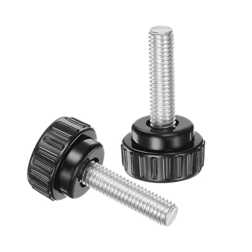 uxcell 4pcs Knurled Clamping Knobs M8 x 35mm Metric Zinc Plated Carbon Steel Male Thread Thumb Screw on Type 30mm Plastic Round Head Threaded Hand Bolt Stud Knobs Black - size: M8 x 35mm x 30mm