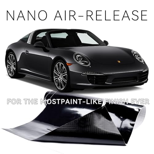 Vinyl Sticker Black Tape High-Gloss Black Good Exhaust Performance Strong tensile Strength Easy to Install(Gloss Black 1.45FT*5FT) - color: Gloss Black, size: 1.45FT*5FT