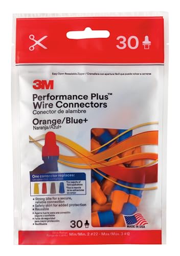 3M Performance Plus Wire Connector, O/B+, Wire Range:2#22-3#12, Bag of 30 - size: Bag of 30