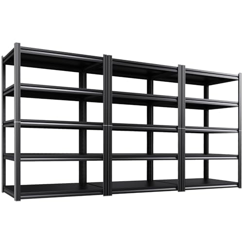5-Tier Heavy Duty Metal Garage Shelving 3 Pack 71.2" Hx46 Wx20 D - size: 45.7"Wx20"Dx71"H