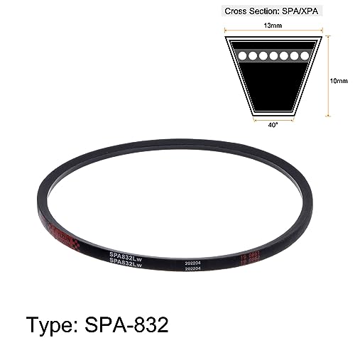 HARFINGTON SPA-832 V-Belts Drive Belt 832mm Pitch Girth 13mm Width 10mm Height Rubber for Power Transmission - size: 832mm
