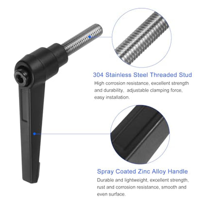 uxcell 4pcs Clamping Lever Handles, M8 x 30mm 304 Stainless Steel Threaded Male Stud, Adjustable Handles Locking Quick Release Ratchet Push Button Bolt Knobs, Black - size: M8 x 30mm