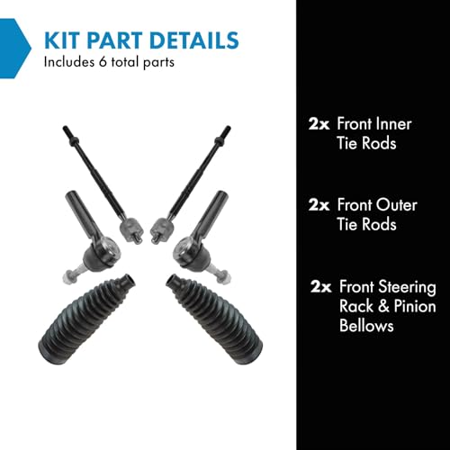 TRQ Front Steering Kit Steering Rack & Pinion Bellow Tie Rod - style: PSA27304