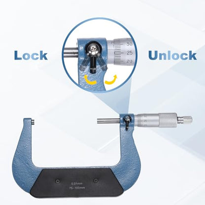 HARFINGTON Metric Outside Micrometer 75-100mm Range +/-0.01mm Accuracy - size: 75-100mm