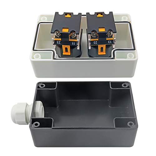 Red Mushroom Emergency Stop 1NC 1NO Latching Push Button Switch, 3 Positions 2NO Latching Rotary Select Selector Switch Station Box