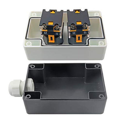 Red Mushroom Emergency Stop 1NC 1NO Latching Push Button Switch, 3 Positions 2NO Latching Rotary Select Selector Switch Station Box