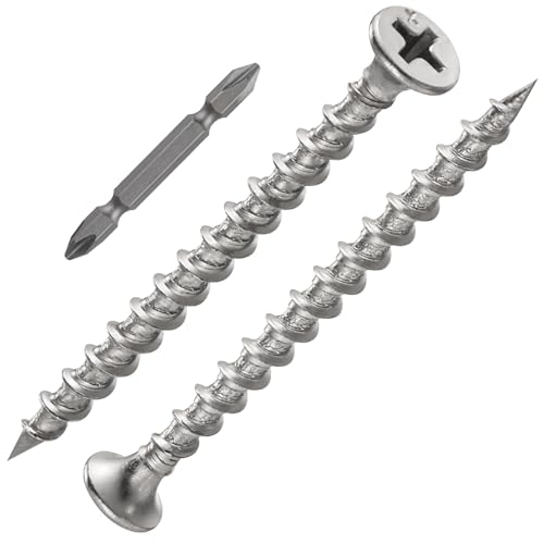 Wensilon (180 pcs)#6X2 410 Stainless Steel Fastener Drywall Screws-Phillips with coarse Threaded tip, Suitable for Drywall Slate, Wood, etc.(1 pounds) - color: Stainless Steel, size: #6*2"