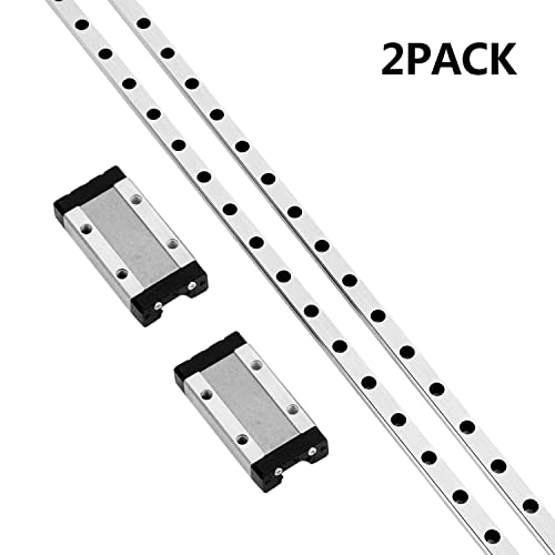 [2 Pack] MGN9 450mm Linear Sliding Rail Guide with 2pcs MGN9H Linear Bearing Sliding Carriage Block for 3D Printer and CNC Machine - style: 450mm/17.71inch
