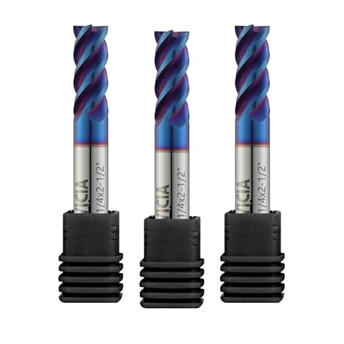 3PCS 1/4" 4 Flute End Mills Set for Stainless Steel (Nano-Coated) - size: 1/4 in