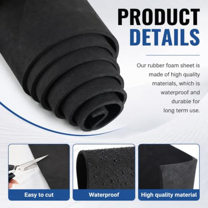 Neoprene Sponge Foam Rubber Sheet Roll, 1/4" Thick x 12" x 100"