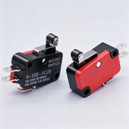 Twidec/6Pcs Micro Limit Switch Short Hinge Roller Lever Arm Switch for Arduino V-155-1C25 - style: V-155-1C25