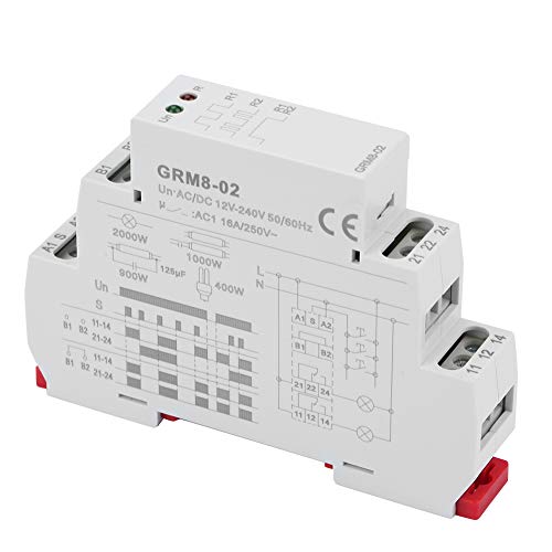 Oumefar GRM8-02 DIN Rail Impulse Memory Relay Mount Electronic 50-60Hz AC/DC 12-240V Impulse Relay for Multi Point Control
