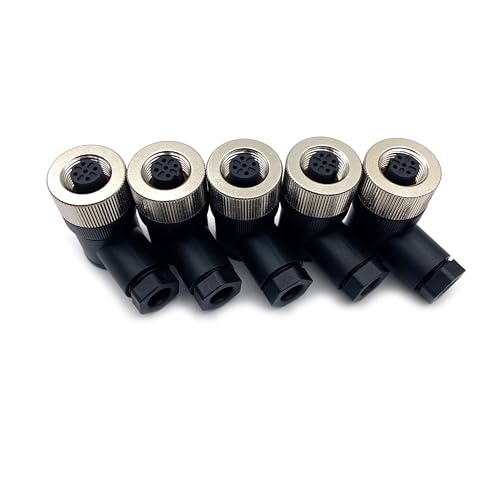 5 Pcs M12 5 Pin B Code Female Connector, IP67 Waterproof B Code Industrial Circular Connector Field Assembly Wireable Adapter Unshielded Right Angle Type Sensor for PG7 Cable 125V 4A - size: M12 5Pin B Code female Right Angle