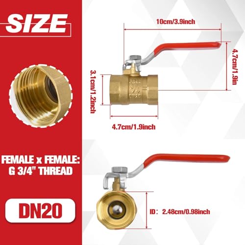 Heavy Duty Full Port Ball Valve, G3/4 Inch Female x Female Thread - style: Female x Female-Long Handle