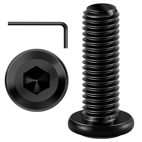 Mywish M8 x 25mm 20Pcs Flat Head Hex Socket Cap Screws Bolts, 304 Stainless Steel Furniture Bolts Full Thread, Black Oxide & Hex Spanner - color: Black-M8, size: 25mm