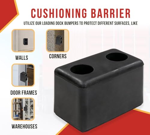 Mytee Products 4 Pack 6”x3-1/2”x3-1/2” Rubber Dock Bumper with 2 Holes - Impact Resistant Molded Rectangular Rubber Bumper for Semi Truck, Flatbed Trailer, Boat Docks, Marinas & Parking Spots - size: 6" x 3-1/2" x 3-1/2", style: 4 - Pack