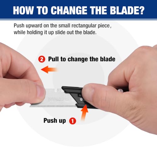 WORKPRO 2PCS EDC Folding Utility Knife, Mini Box Cutter with Quick Open Axis Lock, Quick Change Blade Razor Knife, Foldable Small Pocket Knife with Belt Clip, 2 Packs with 10 Extra Blades - color: Black-g10
