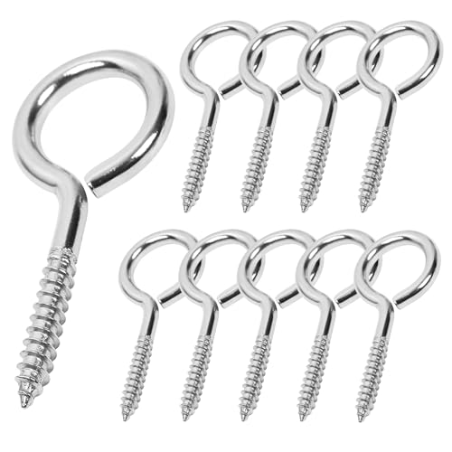 10PCS 2 inches Screw Eyes M3 304 Stainless Steel Eye Screws, Heavy Duty Screw, Eye Hooks Screw Eye Bolts Eye Hooks Screw, Indoor & Outdoor Uses (10, M3-2inch) - size: M3-2inch