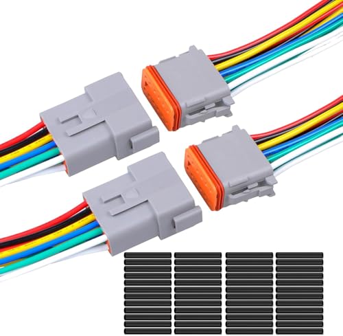 Exqutoo 2Pack 12-Pin DT Connector Male and Female Wire Connectors - size: 12-pin/2pack