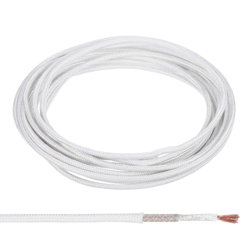 PATIKIL 14.8Ft 13 AWG High Temperature Wire, -60-350 Degrees Celsius Mica Glass Fiber Electronic Wire Insulated Heat Resistant Electronical Flexible Cable for Lamp Boiler Heater, White - size: 13 AWG