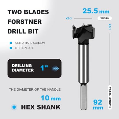 1 Inch Forstner Drill Bit Carbide Tipped Woodworking Hinge Cutter - size: 1 in