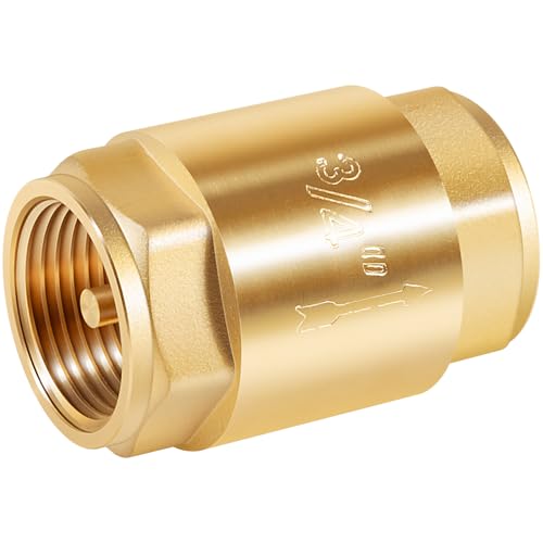 Brass In-Line Check Valve 3/4 Inch FNTP, One Way Water Hose Check Valve
