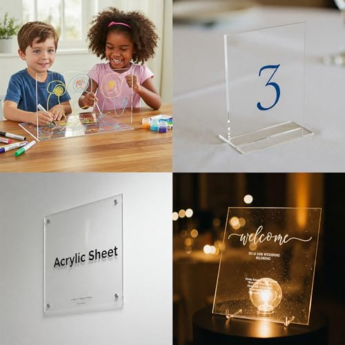 5 Pack 9"x9" Plexiglass Panels 3mm (1/8") Thick Transparent Acrylic Sheets with Protective Film for Picture Frame Art Design, DIY Craft, Signage, Display, and Home Projects - size: 9"x9" 3mm