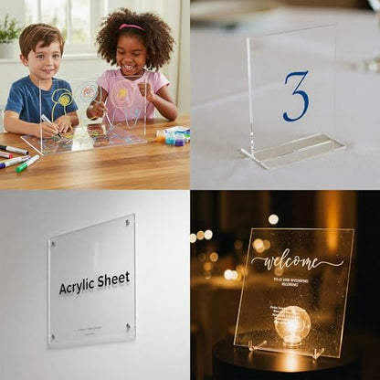 5 Pack 7"x7" Plexiglass Panels 3mm (1/8") Thick Transparent Acrylic Sheets with Protective Film for Picture Frame Art Design, DIY Craft, Signage, Display, and Home Projects (5, 7"x7" 3mm) - size: 7"x7" 3mm