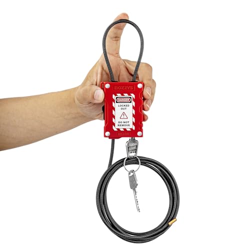 Lockout Tagout Cable Locks with 2 Keys | OSHA Compliant Adjustable 0.16"x78.7" PVC Steel Cable | for Valves, Panels & Machinery | Nylon PA66 Loto Padlock with 3 Tags - color: BD-LG81KD-2M