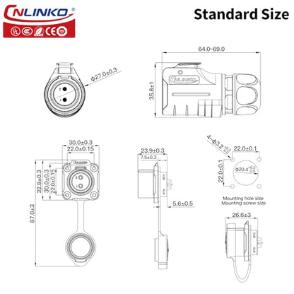 CNLINKO LP-20 Industrial Waterproof Connector IP68 Circular Connector Quick Plugging Aviation Connector Anti-Interference Shell Fast Release Connector M20 2-12 Pin Flange Socket (3 Pin) - size: 3 PIN, style: Yellow/4-Hole Socket