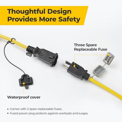 3Prong 100FT 100W LED String Lights, Temporary Work Lighting - size: 100FT-3Prong