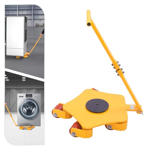 Machinery Mover 4T with 5 Wheels, Industrial Machinery Skate Dolly with 360 Degree Rotation Cap, Machinery Moving Roller for Warehouse Workshop, 8800 LBS Capacity, Yellow