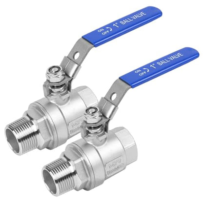 2 Pack 1" Full Port Ball Valve NPT Male x Female 304 Stainless Steel Heavy Duty 1000 WOG Shut Off Valve with Locking Device (1 Inch) - size: 1 Inch