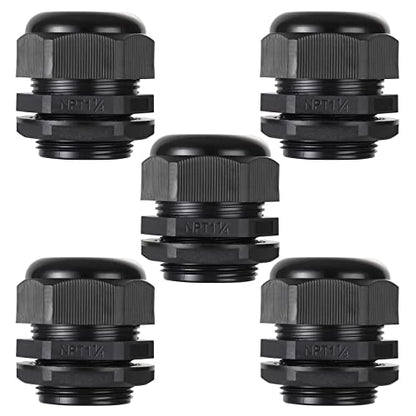 PENGLIN Cable Glands 1-1/4" NPT Nylon Cable Connector(5-Pack) - color: Black, size: 1-1/4 Inch (5-Pack)