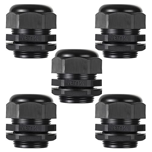PENGLIN Cable Glands 1-1/4" NPT Nylon Cable Connector(5-Pack) - color: Black, size: 1-1/4 Inch (5-Pack)