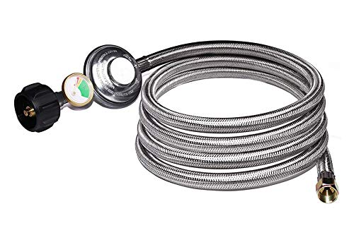 12 Feet Propane Regulator Hose with Tank Gauge for Gas Grill and Fire Pit - color: 12 Feet