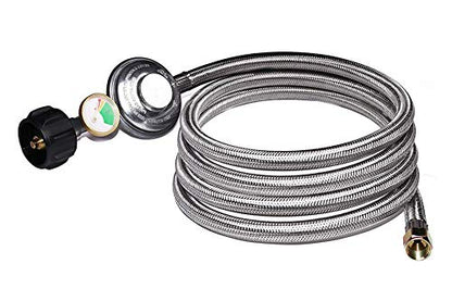 12 Feet Propane Regulator Hose with Tank Gauge for Gas Grill and Fire Pit - color: 12 Feet