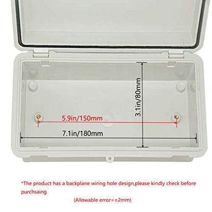 Zulkit Junction Box ABS Plastic Dustproof Waterproof IP65 Electrical Boxes Hinged Shell Outdoor Universal Project Enclosure with 2 Cable Glands 7.9 x 3.9 x 2.8 inch (200x100x70mm) - size: 7.9" x 3.9" x 2.8"