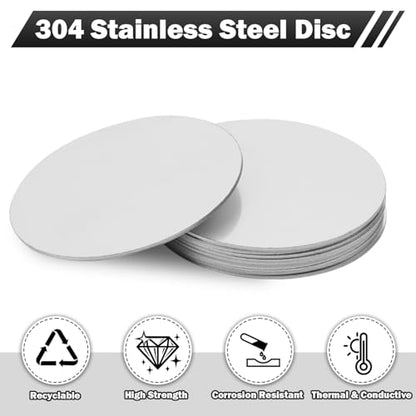 2Pcs 304 Stainless Steel Disc, 8"(200mm) Diameter, 0.5mm Thickness Round Metal Circle Blanks, Flat Sheet Plate for Crafts, DIY Projects, Stamping, Engraving and Industrial Use - size: Thickness:0.5mm, style: Dia:8" 2Pcs