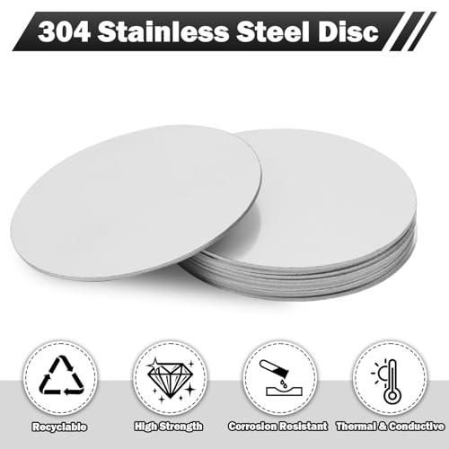 2Pcs 304 Stainless Steel Disc, 8"(200mm) Diameter, 1mm Thickness Round Metal Circle Blanks, Flat Sheet Plate for Crafts, DIY Projects, Stamping, Engraving and Industrial Use - size: Thickness:1mm, style: Dia:8" 2Pcs