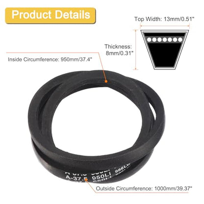 uxcell A37 1/2 Classic Wrapped V-Belt,39" Outer Circ A Profile,Black - size: A37 1/2