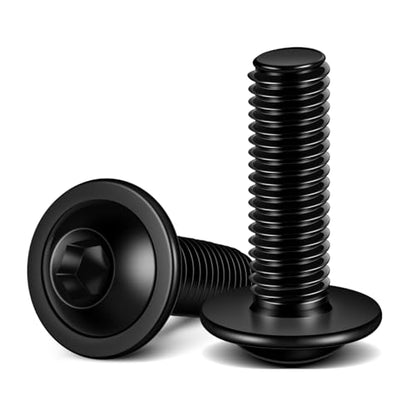 M6 x 20mm Flanged Button Head Socket Cap Screws, Black Oxide, Full Thread, Allen Socket Drive, 304 Stainless Steel, 25 PCS - color: Black, size: M6 x 20mm
